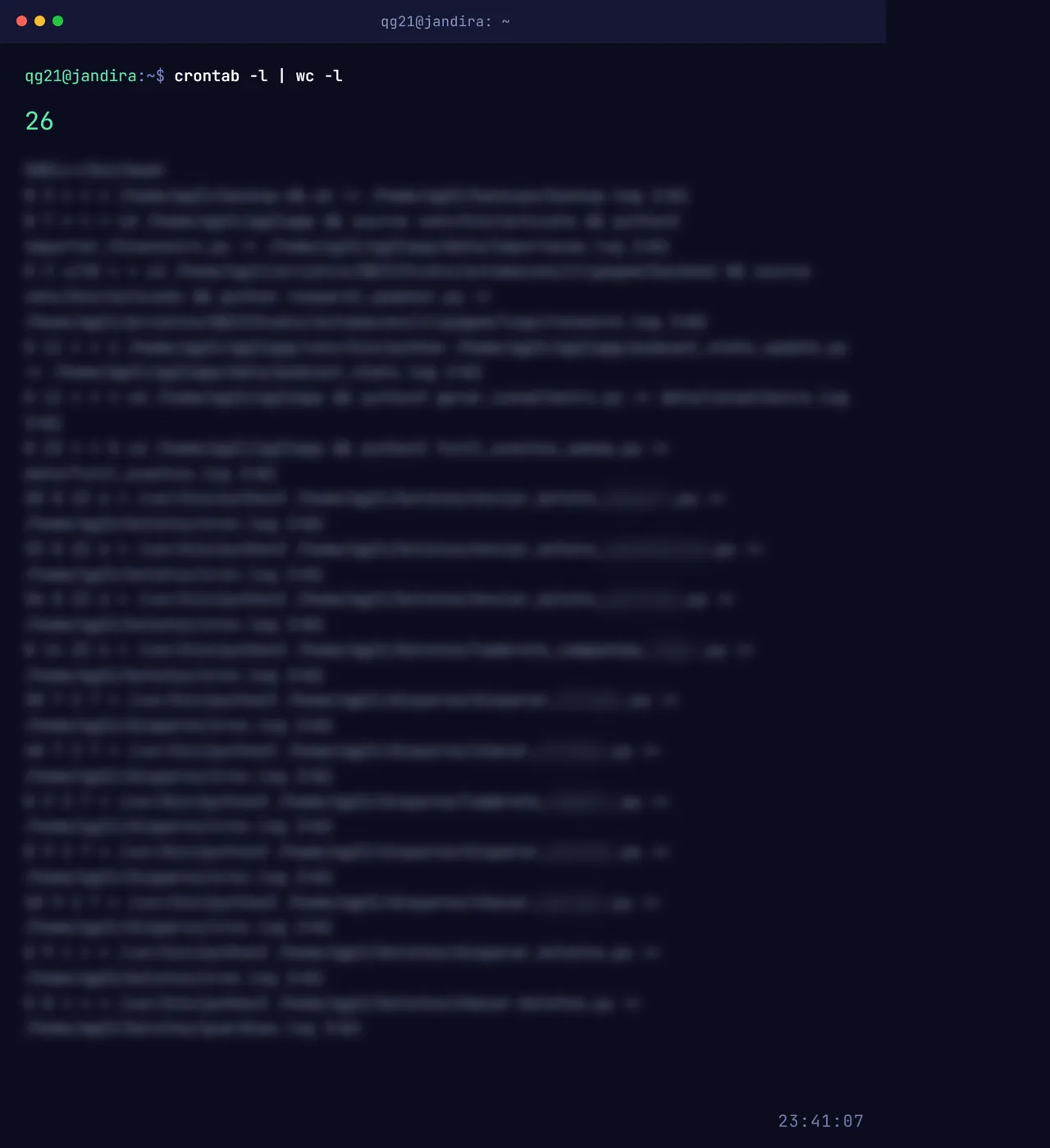 Contagem das rotinas automaticas da QG21 no terminal